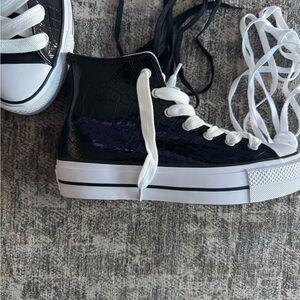 Converse custom Black and White faux crocodile High-Tops